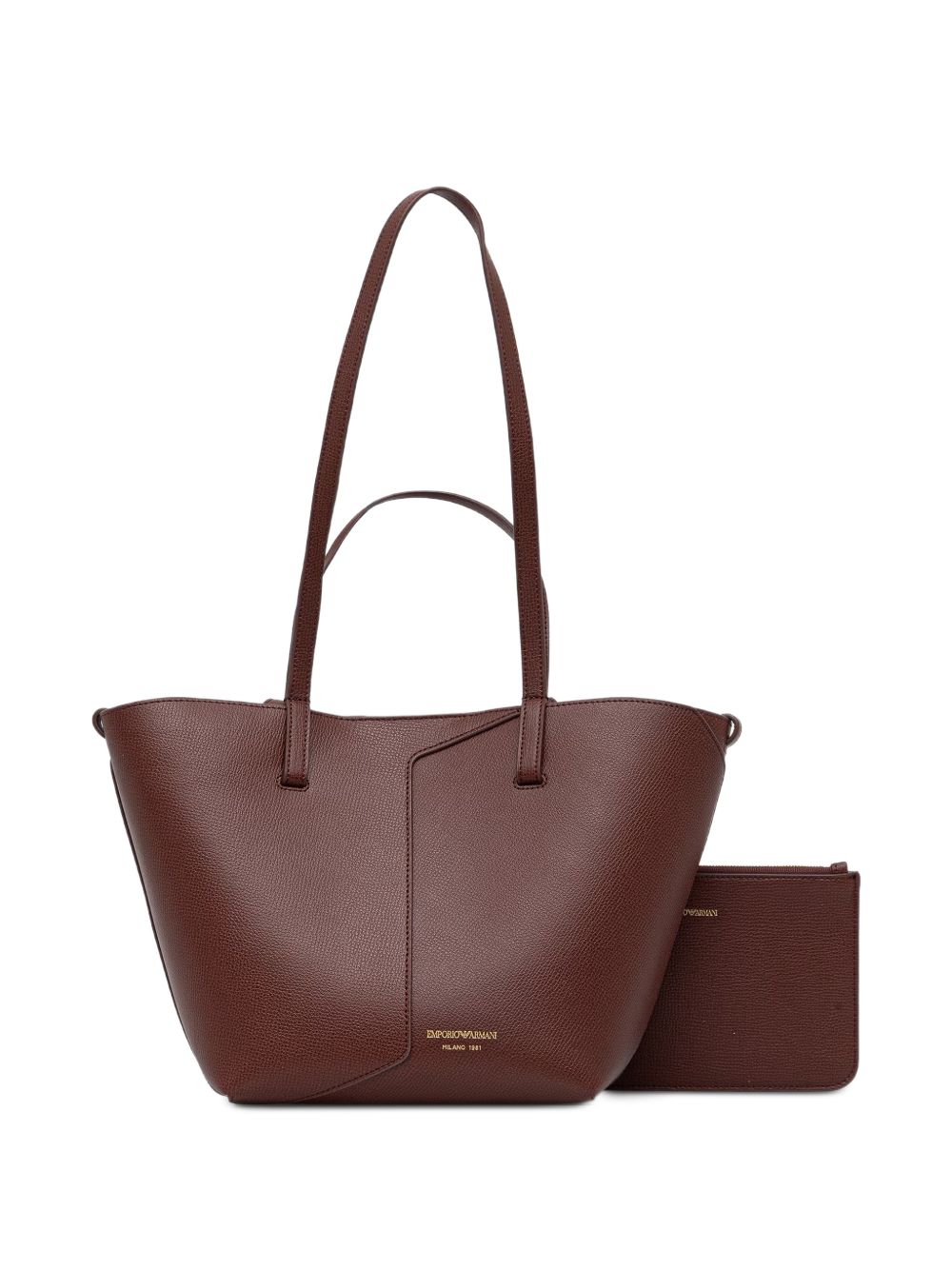 Emporio Armani Leather Tote Bag BROWN