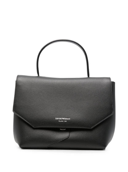 Emporio Armani Leather Foldover Bag BLACK
