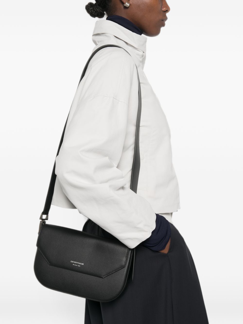 Emporio Armani Leather Crossbody Bag BLACK