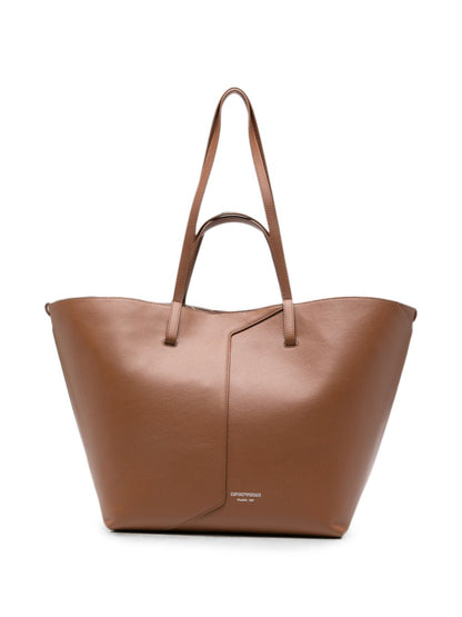 Emporio Armani Leather Tote Bag BROWN