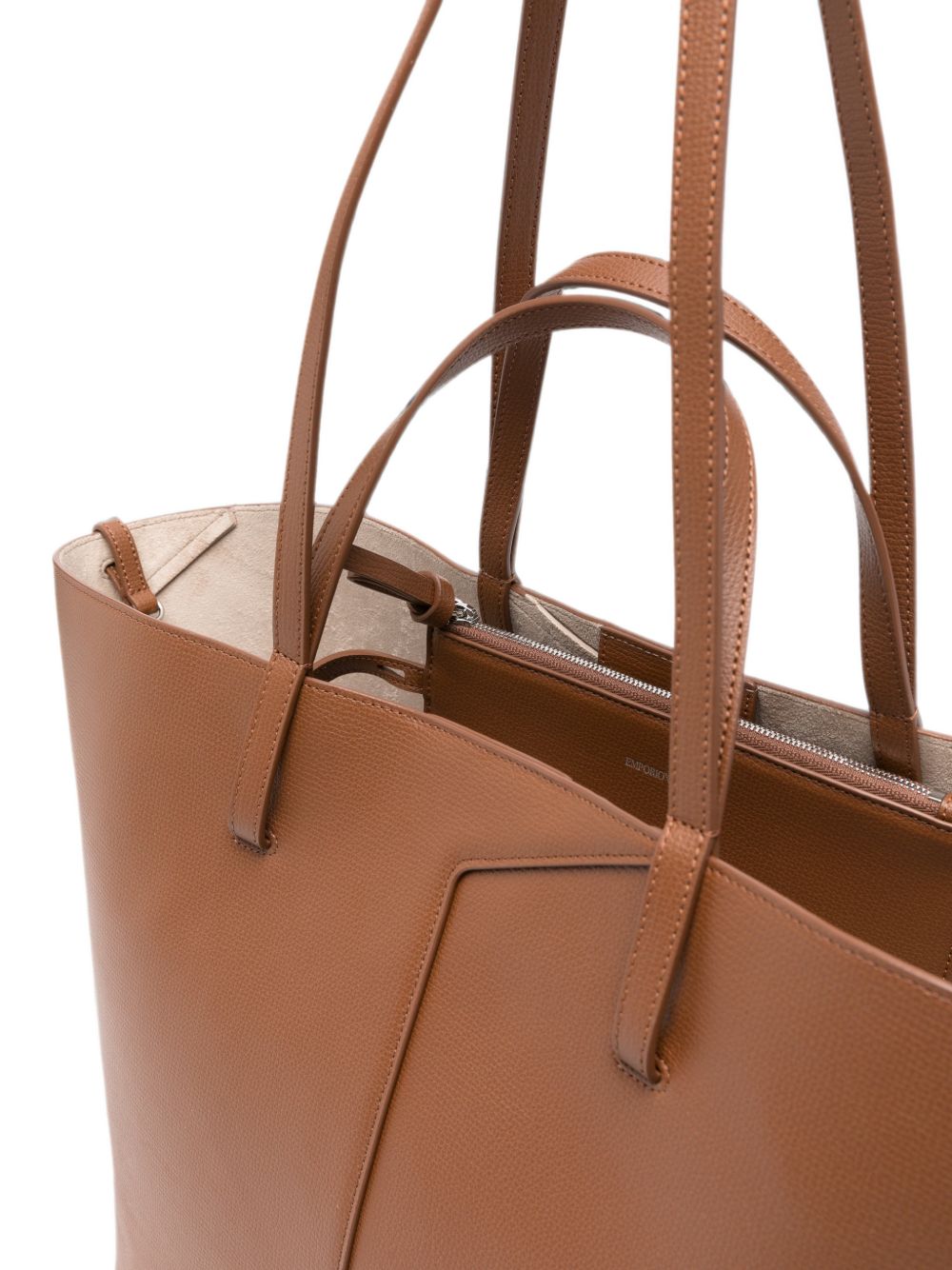 Emporio Armani Leather Tote Bag BROWN