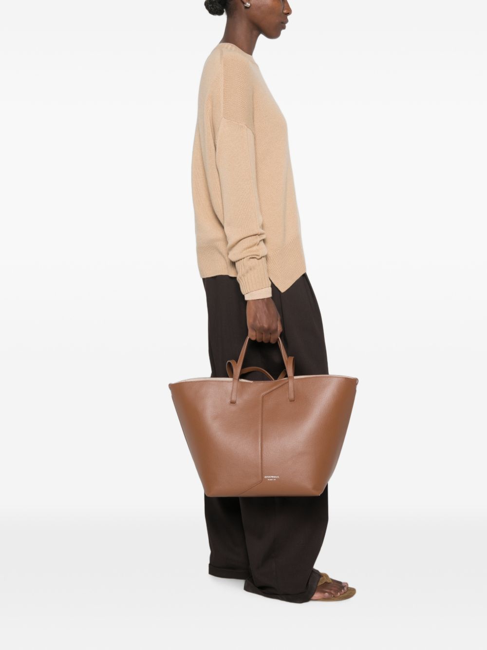 Emporio Armani Leather Tote Bag BROWN