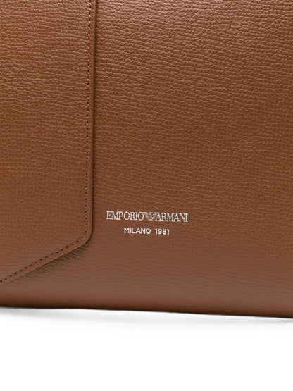 Emporio Armani Leather Tote Bag BROWN