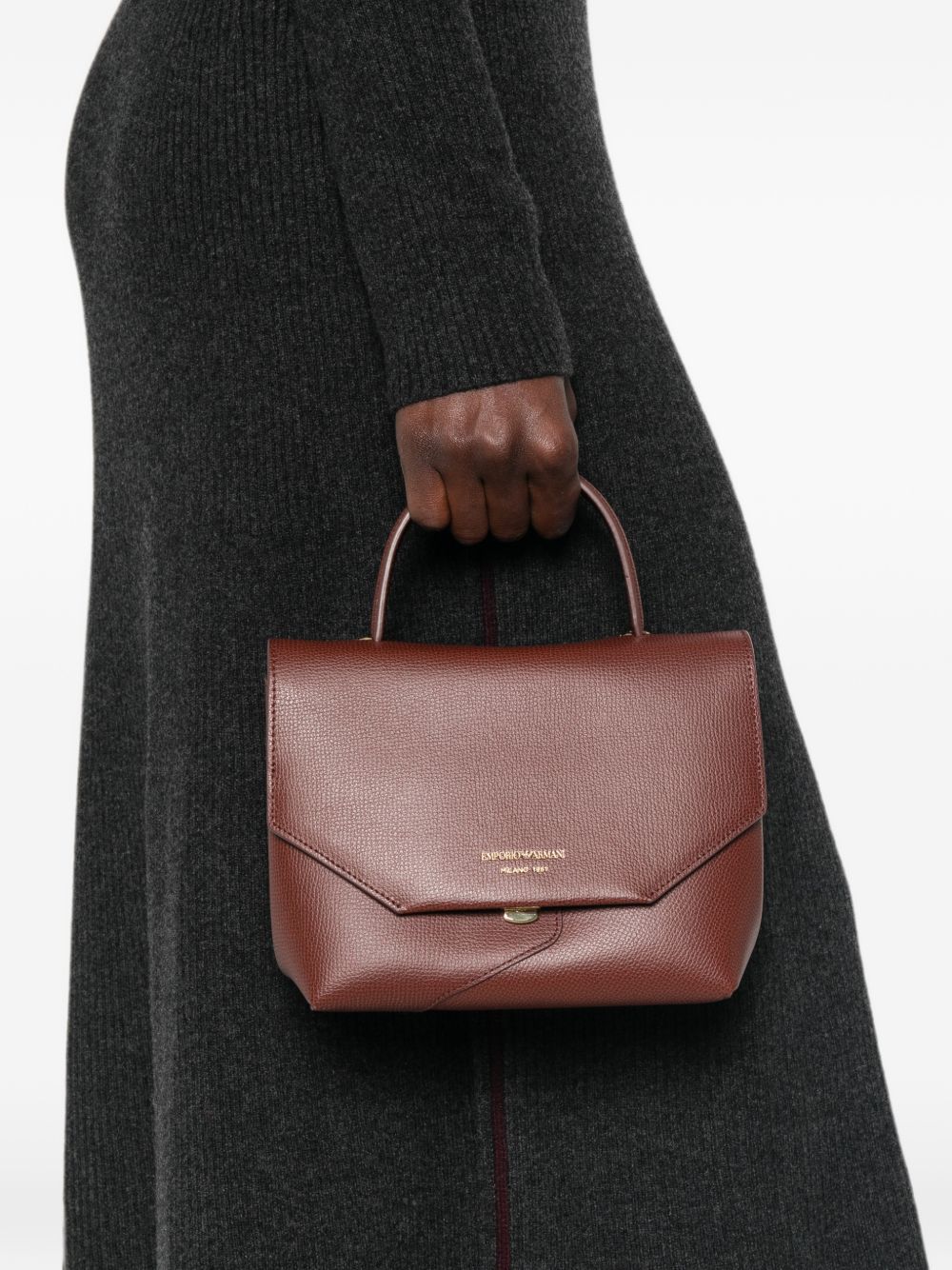 Emporio Armani Leather Top Handle Bag BROWN