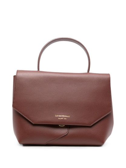 Emporio Armani Leather Foldover Bag BROWN