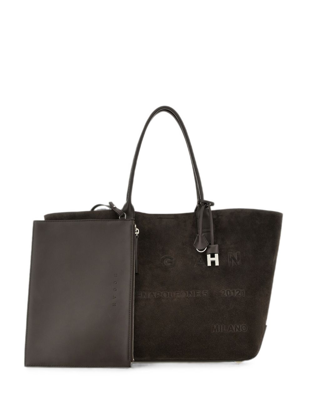 Hogan Address Medium Leather Tote BROWN