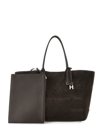 Hogan Address Medium Leather Tote BROWN