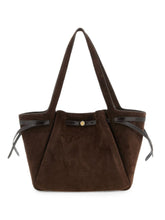 Tory Burch Romy Suede Leather Tote Bag BROWN