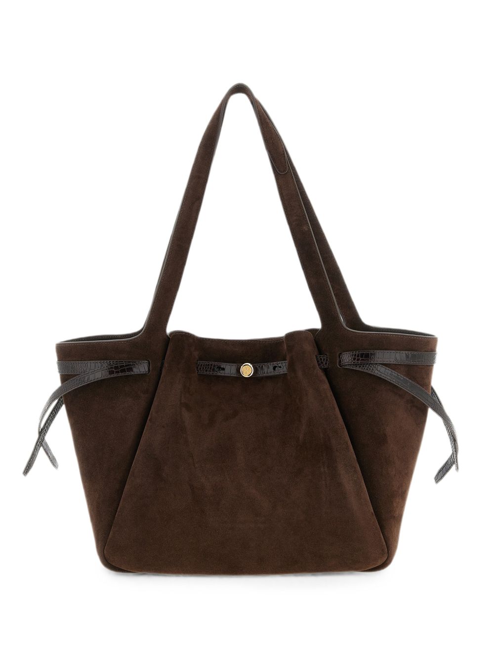 Tory Burch Romy Suede Leather Tote Bag BROWN