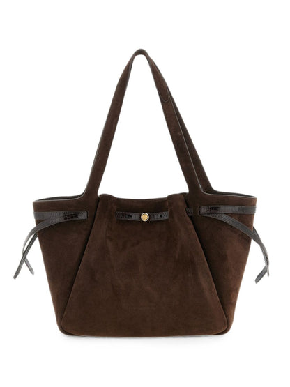 Tory Burch Romy Suede Leather Tote Bag BROWN
