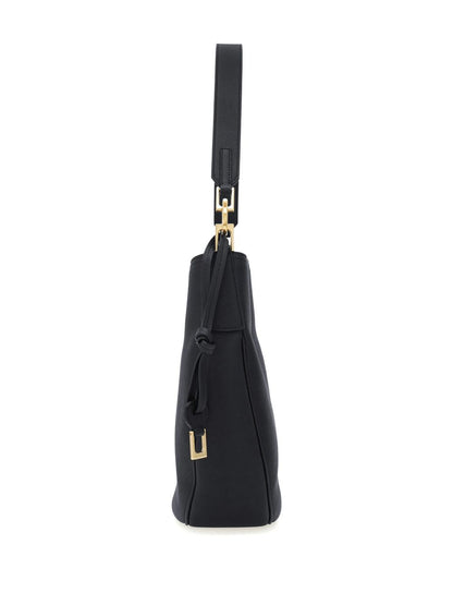 Ferragamo Medium Leather Hobo Bag BLACK