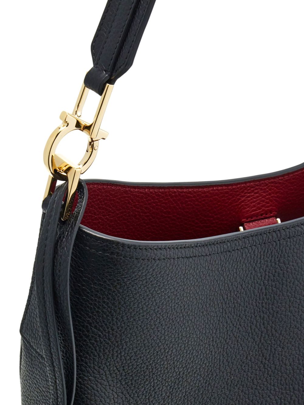 Ferragamo Medium Leather Hobo Bag BLACK