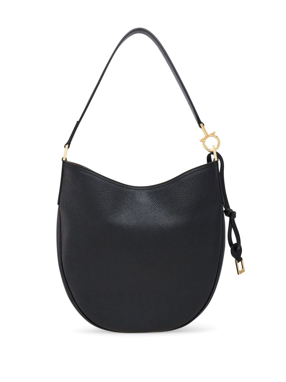 Ferragamo Medium Leather Hobo Bag BLACK