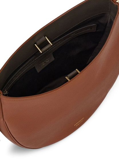 Ferragamo Medium Leather Hobo Bag Brown