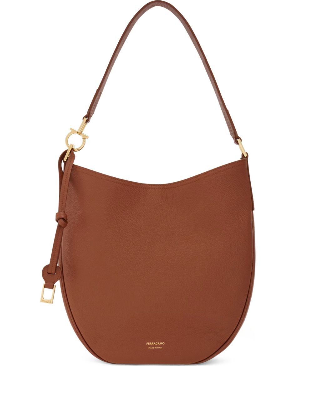 Ferragamo Medium Leather Hobo Bag Brown
