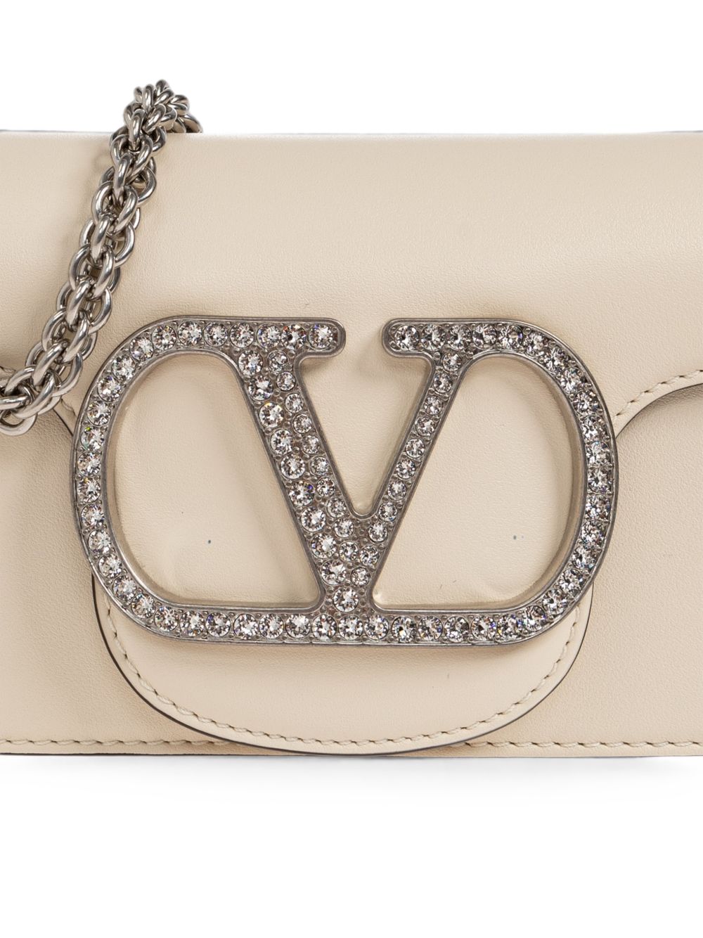Valentino Garavani VLogo Crystal Embellished Bag Ivory