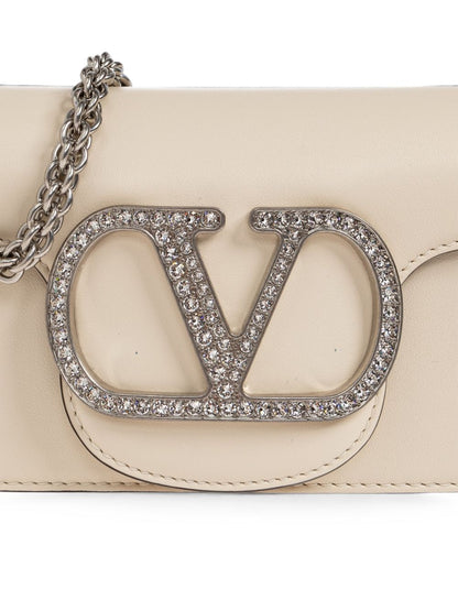 Valentino Garavani VLogo Crystal Embellished Bag Ivory