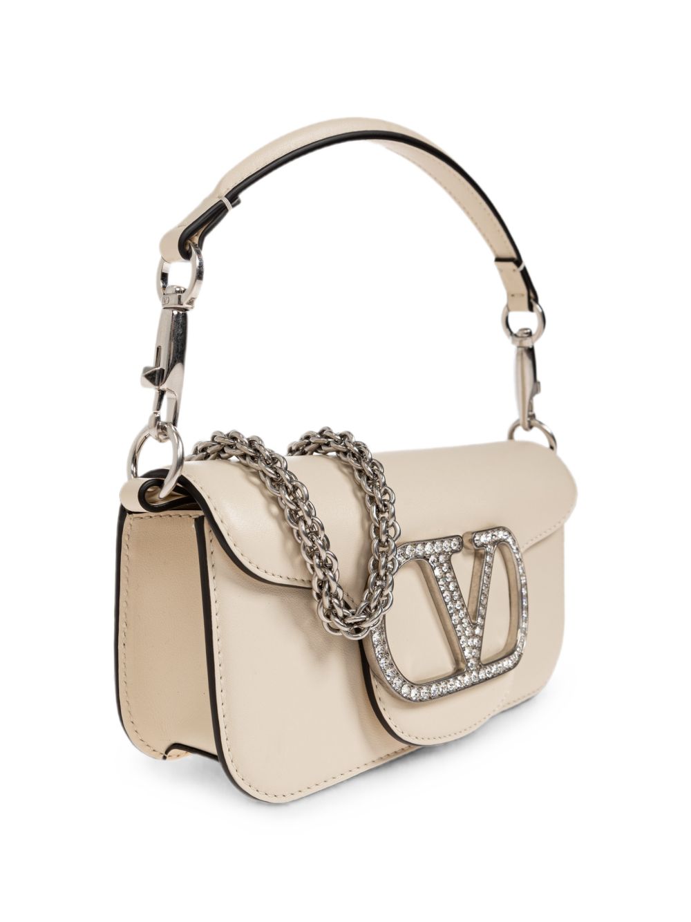 Valentino Garavani VLogo Crystal Embellished Bag Ivory