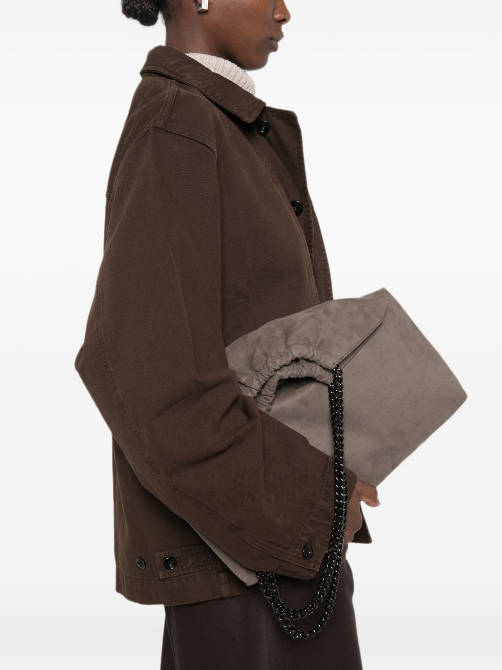 Stella McCartney Faux-Suede Ruched Bag BROWN