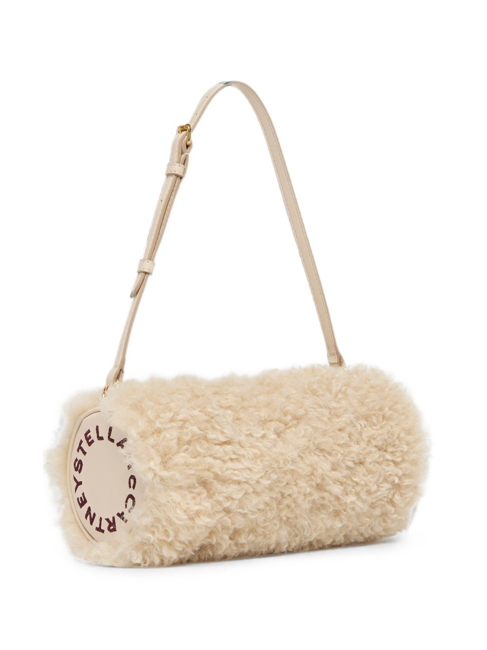 Stella McCartney Faux-Shearling Cylinder Bag BEIGE