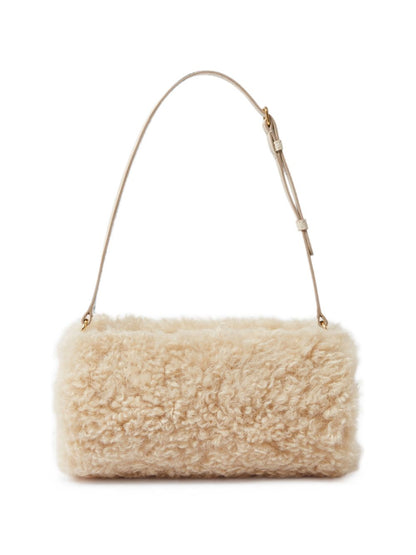 Stella McCartney Faux-Shearling Cylinder Bag BEIGE