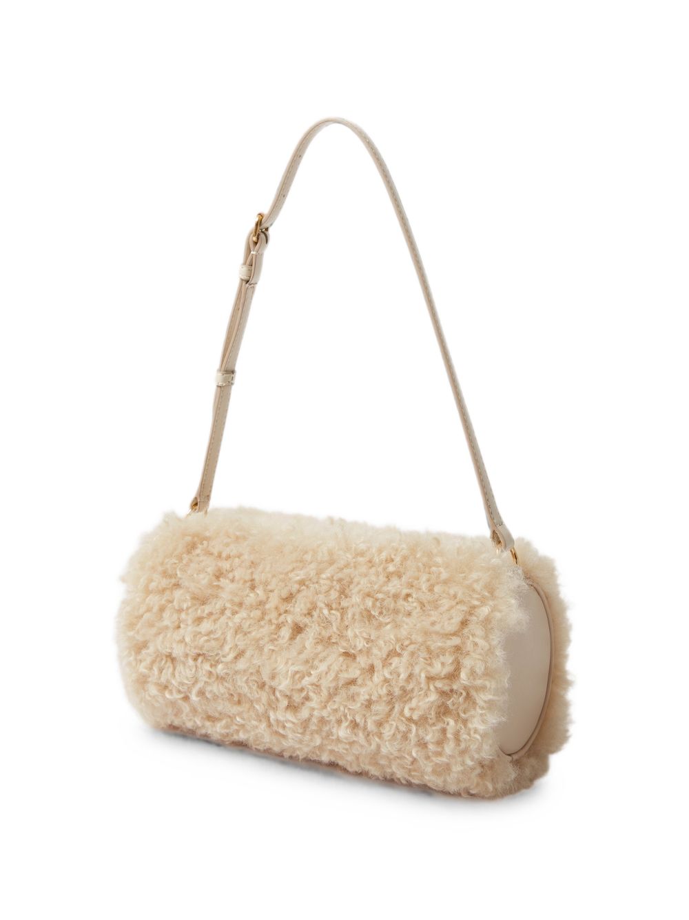 Stella McCartney Faux-Shearling Cylinder Bag BEIGE