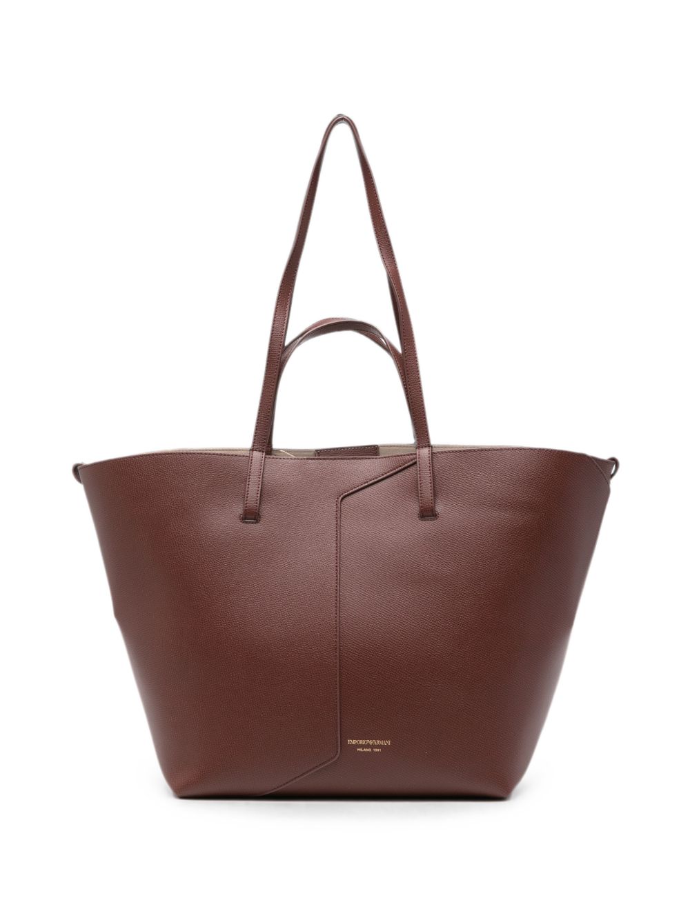 Emporio Armani Leather Tote Bag BROWN