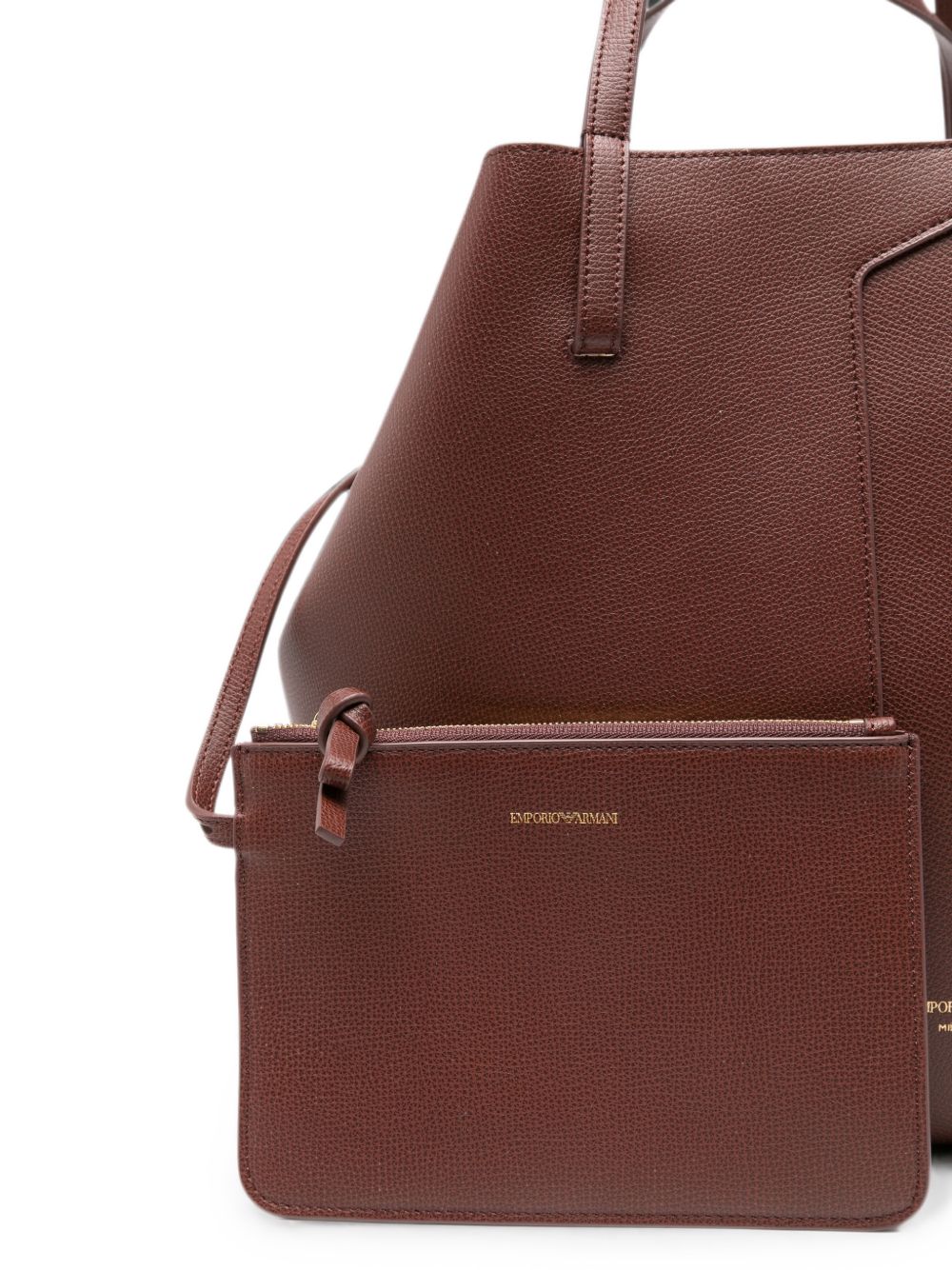 Emporio Armani Leather Tote Bag BROWN