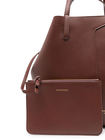 Emporio Armani Leather Tote Bag BROWN