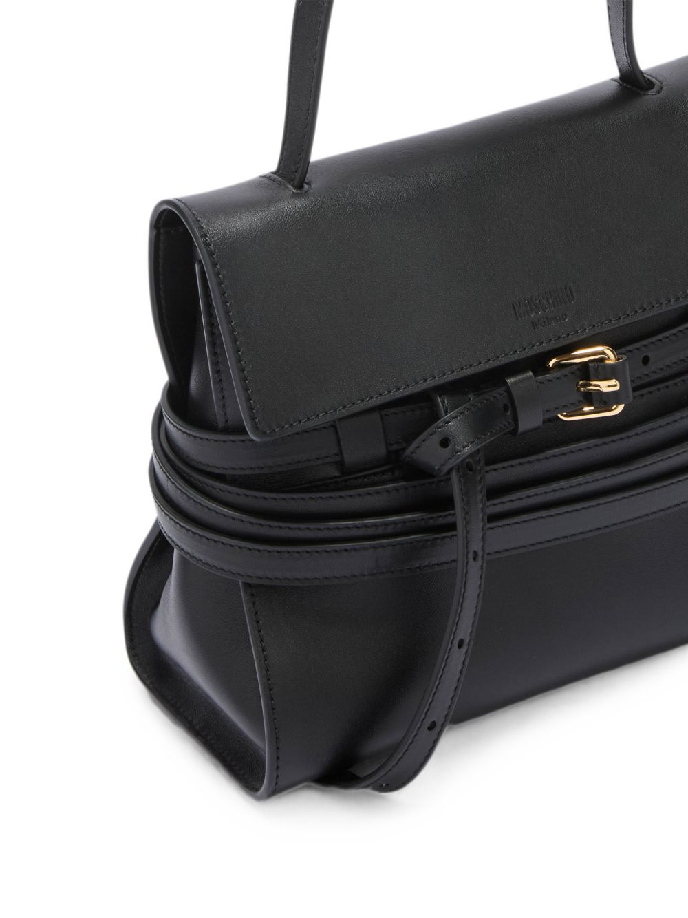 Moschino Buckle Strap Shoulder Bag BLACK