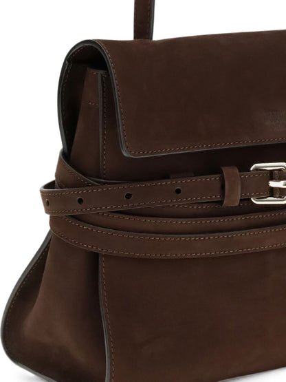 Moschino Tie Me Leather Handbag BROWN