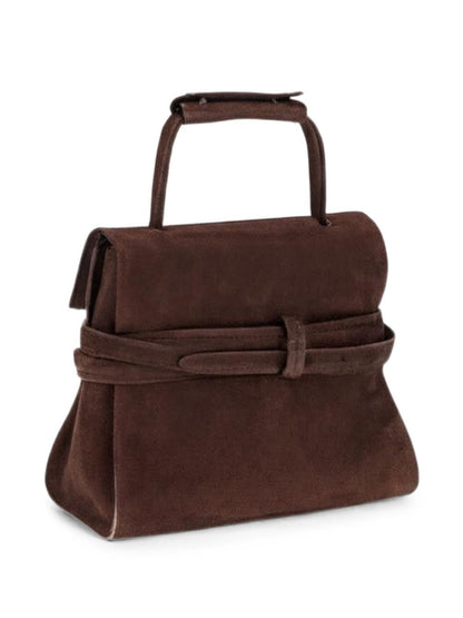 Moschino Tie Me Leather Handbag BROWN