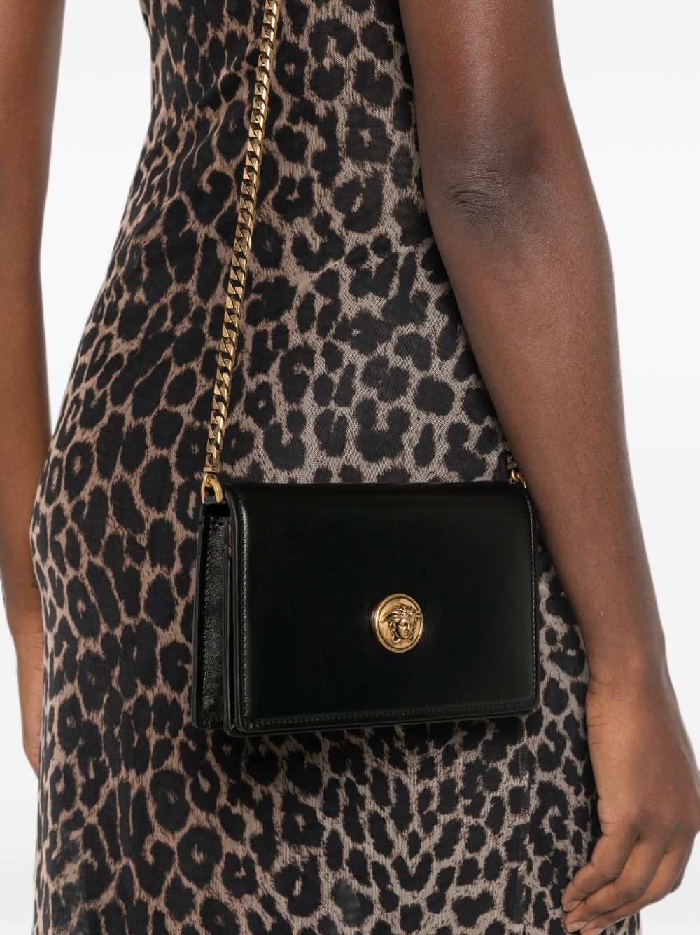 Versace Leather Shoulder Bag BLACK