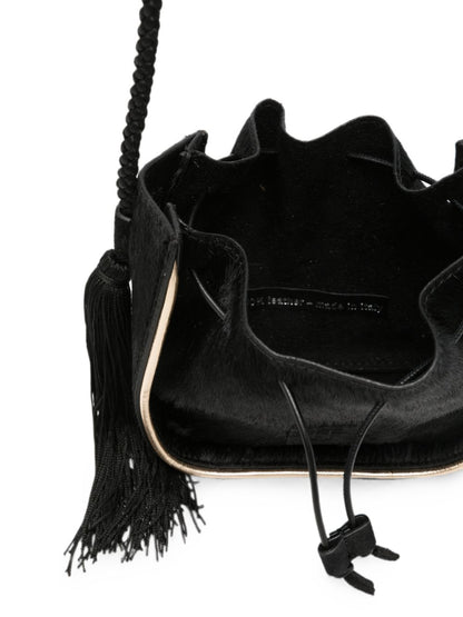 Forte Forte Calf Hair Drawstring Bag BLACK