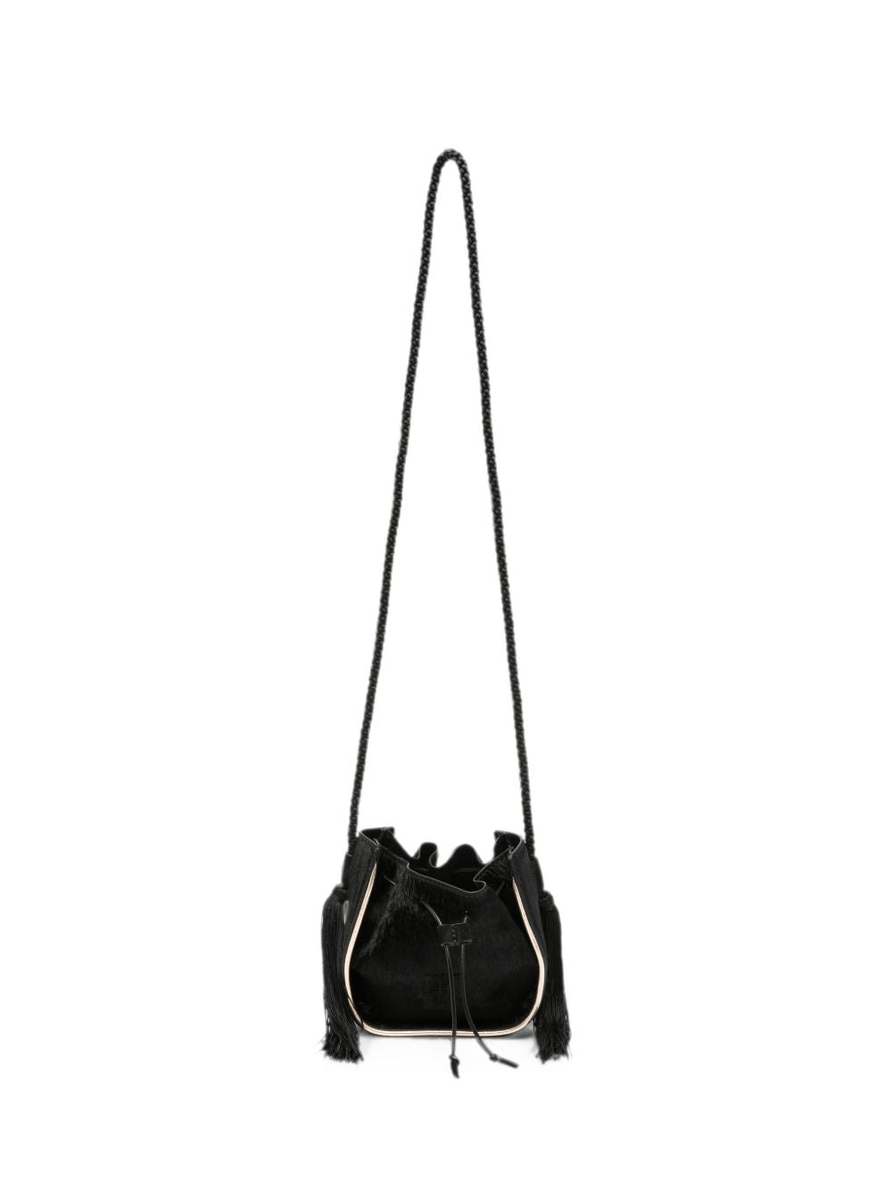Forte Forte Calf Hair Drawstring Bag BLACK