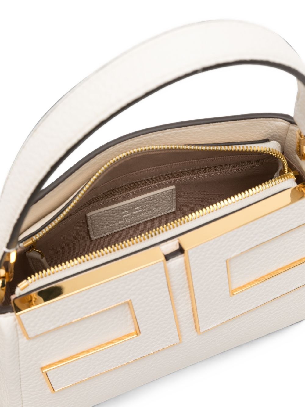 Elisabetta Franchi Logo Plaque Shoulder Bag WHITE