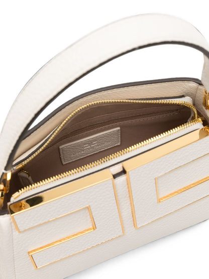 Elisabetta Franchi Logo Plaque Shoulder Bag WHITE