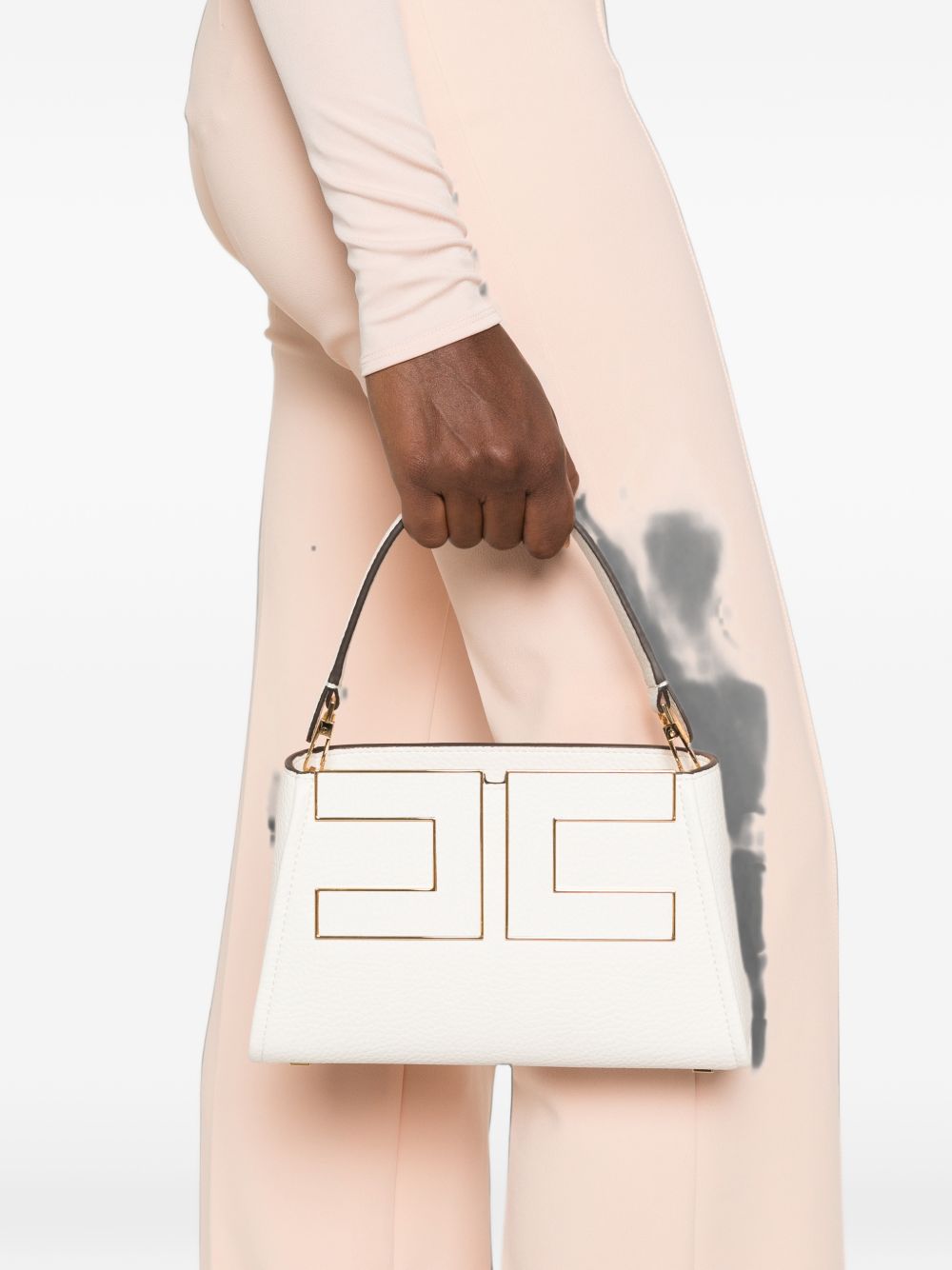 Elisabetta Franchi Logo Plaque Shoulder Bag WHITE