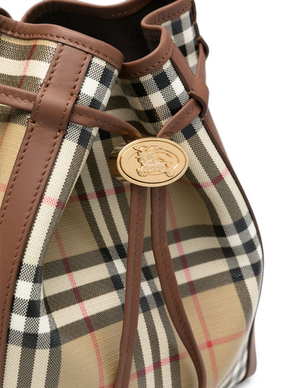 Burberry Check Canvas Drawstring Pouch BEIGE