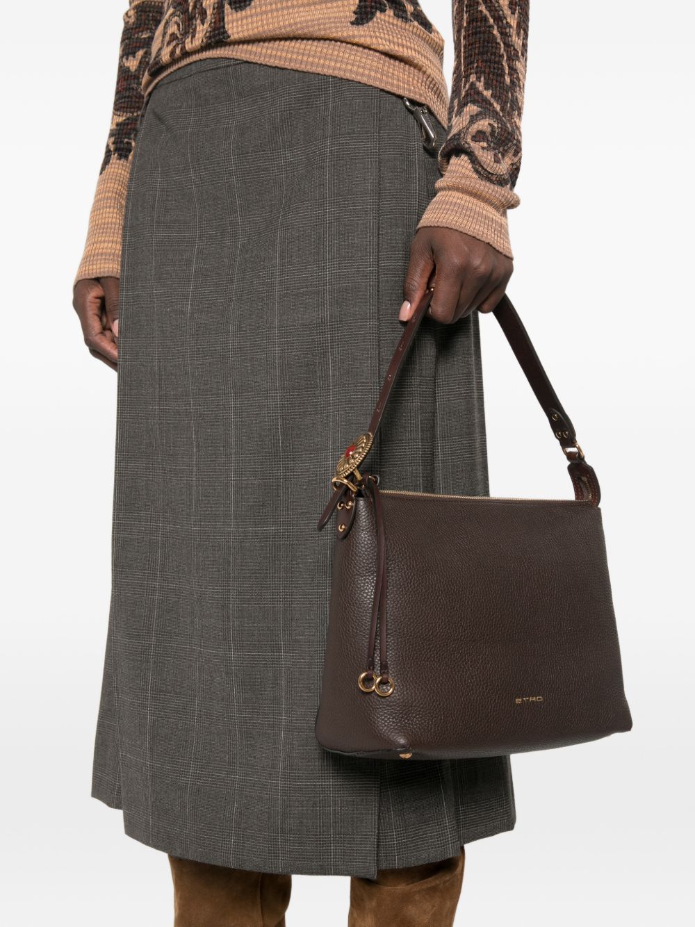 Etro Medium Leather Hobo Bag BROWN