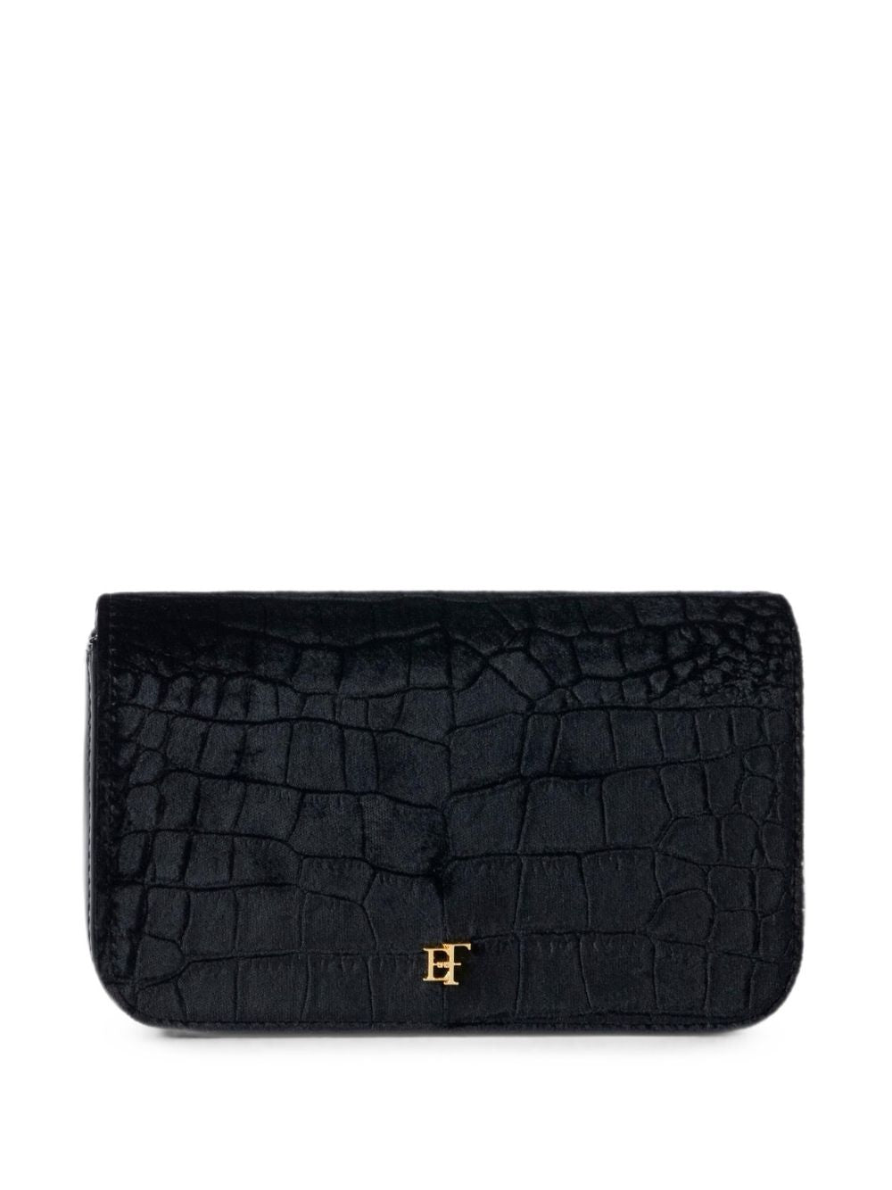 Elisabetta Franchi Crocodile-Effect Shoulder Bag BLACK