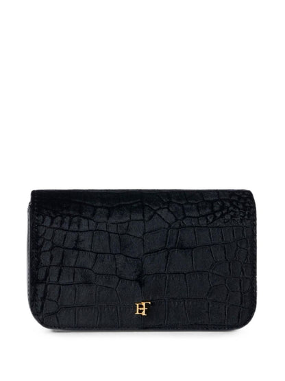 Elisabetta Franchi Crocodile-Effect Shoulder Bag BLACK