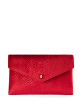 Elisabetta Franchi Crocodile-Effect Flap Clutch RED