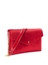 Elisabetta Franchi Crocodile-Effect Flap Clutch RED
