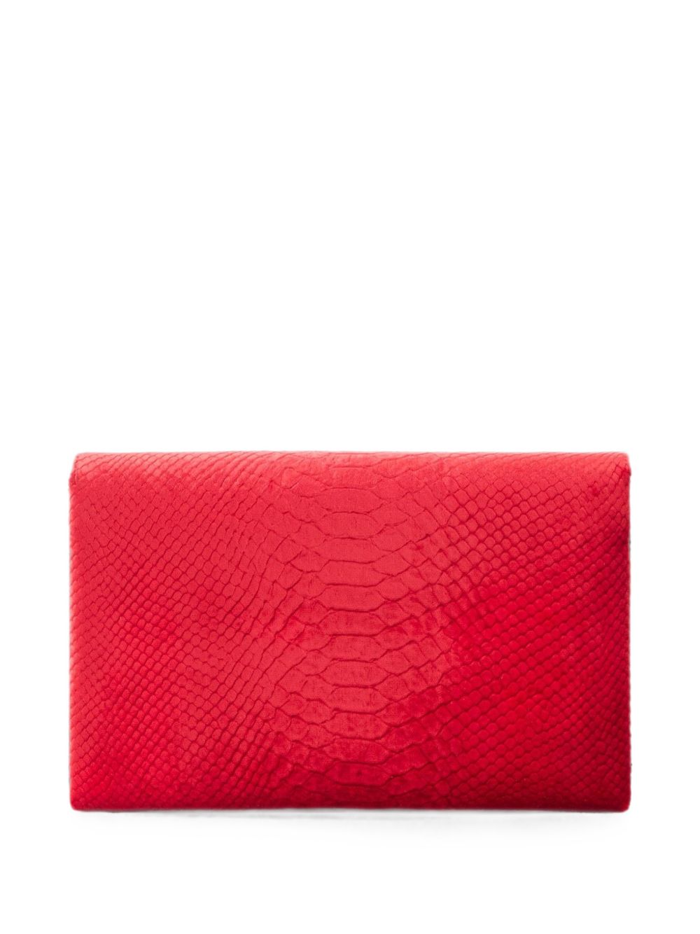 Elisabetta Franchi Crocodile-Effect Flap Clutch RED