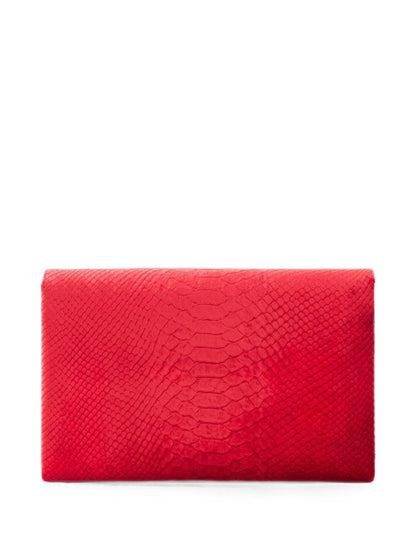 Elisabetta Franchi Crocodile-Effect Flap Clutch RED