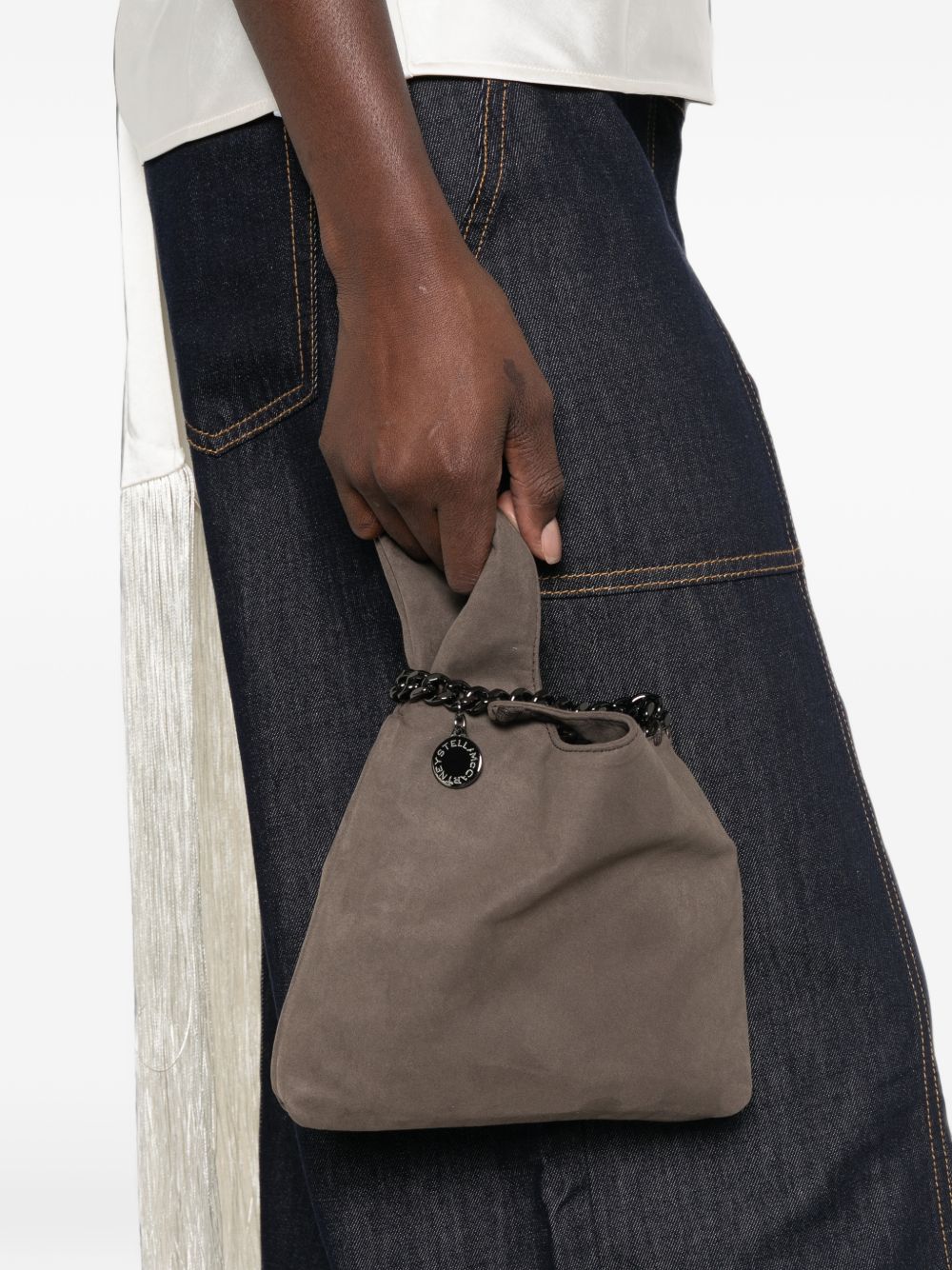 Stella McCartney Chain-Trim Suede Shoulder Bag BROWN