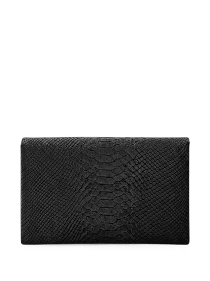 Elisabetta Franchi Crocodile-Effect Flap Clutch BLACK