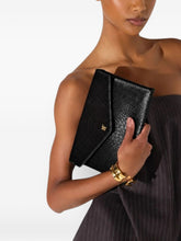 Elisabetta Franchi Crocodile-Effect Flap Clutch BLACK