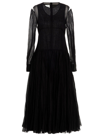 Jil Sander Pleated Skirt Dress Black